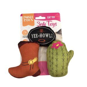 Posh Paws YEE-HOWL Western Cat Toys with Catnip 3 Pieces Boot Cactus
